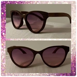 Ana A 🕶️ Purple Gradient Wood Cat Eye Sunglasses-45 mm